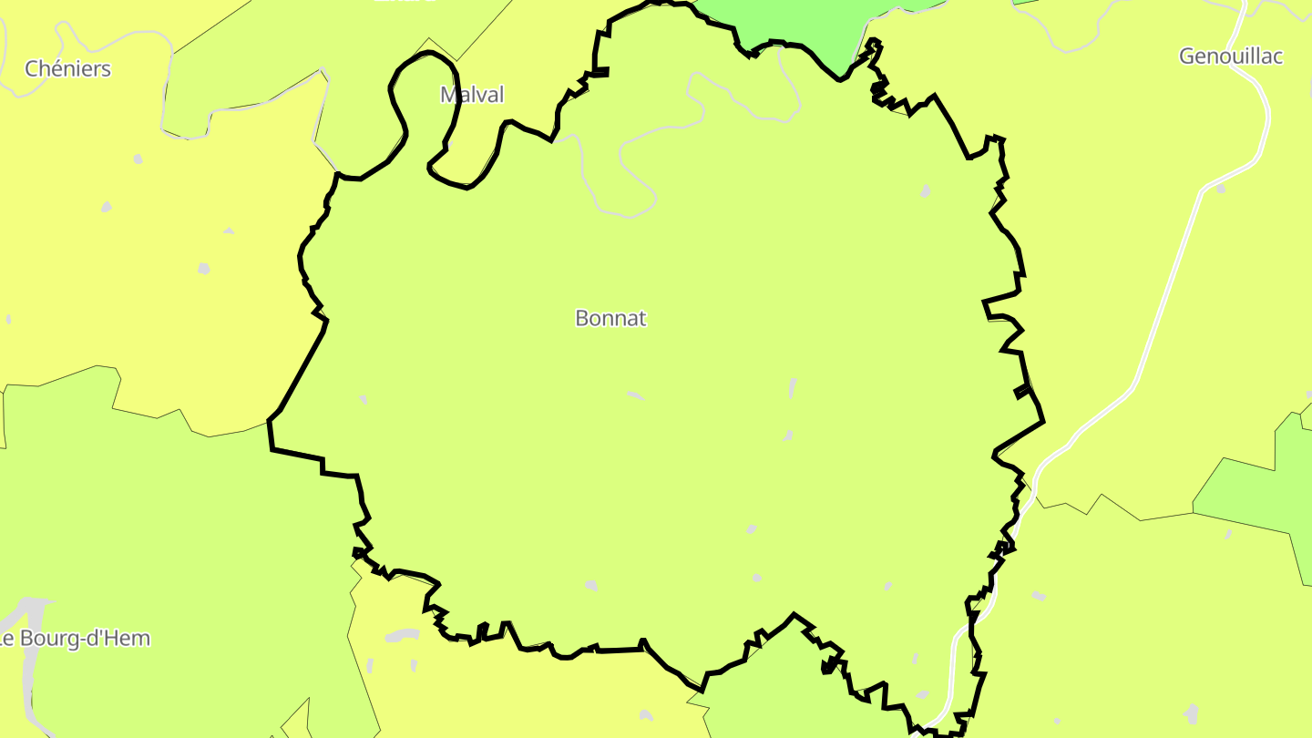 Carte des prix de l'immobilier Bonnat