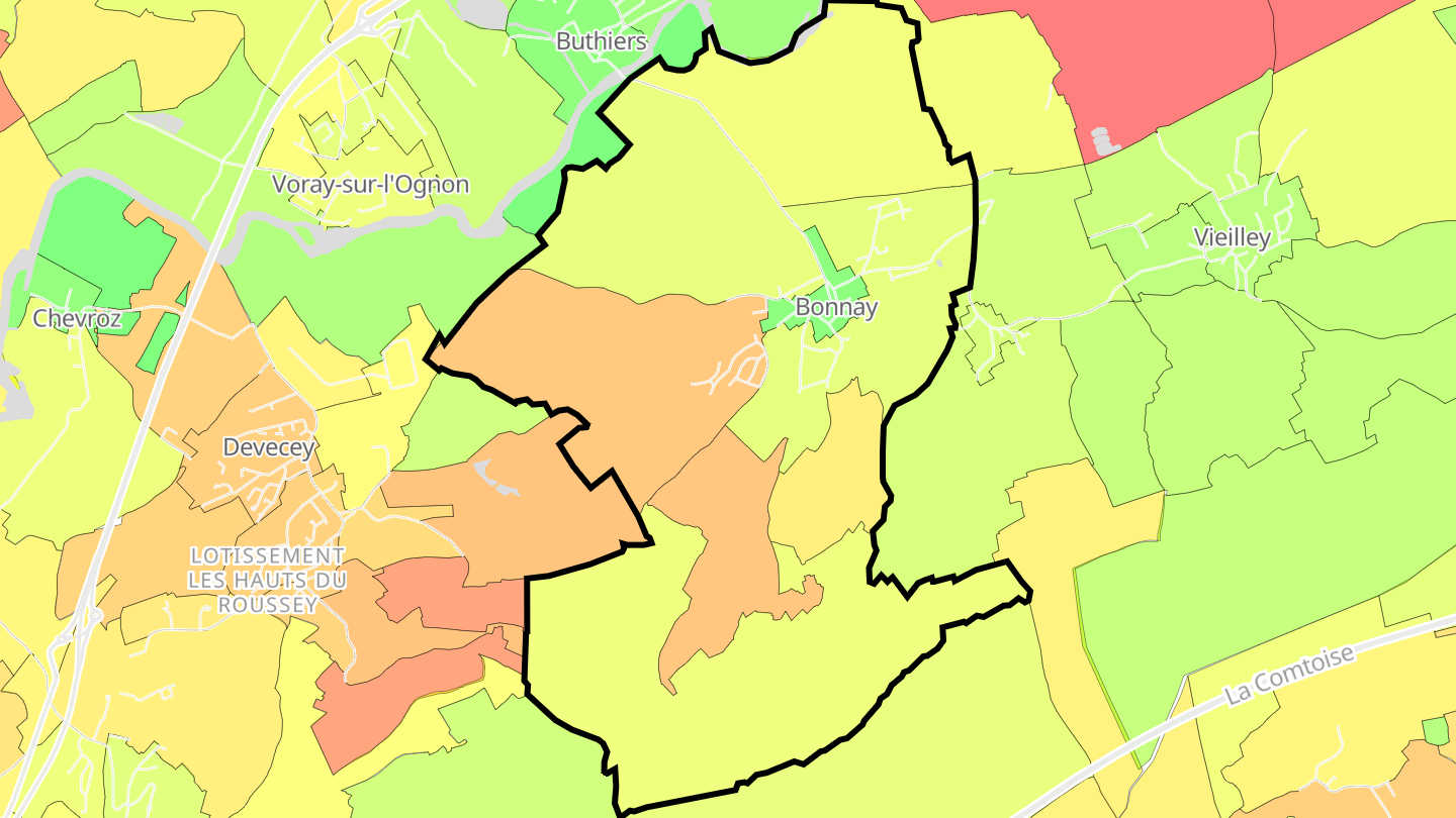 Carte des prix de l'immobilier Bonnay