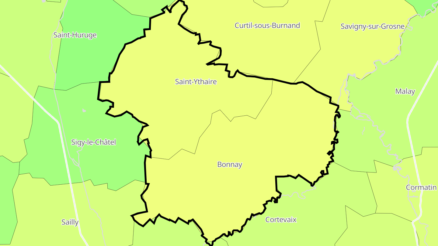 Carte des prix de l'immobilier Bonnay-Saint-Ythaire