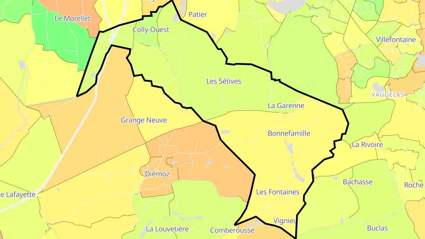 Carte des prix de l'immobilier Bonnefamille