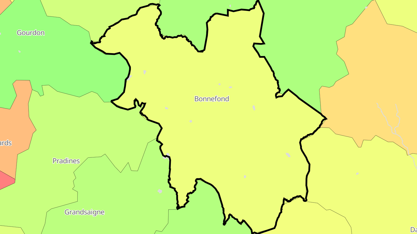 Carte des prix de l'immobilier Bonnefond
