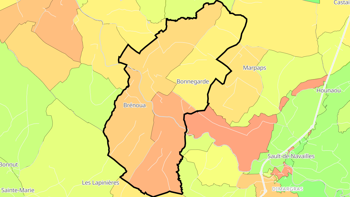 Carte des prix de l'immobilier Bonnegarde
