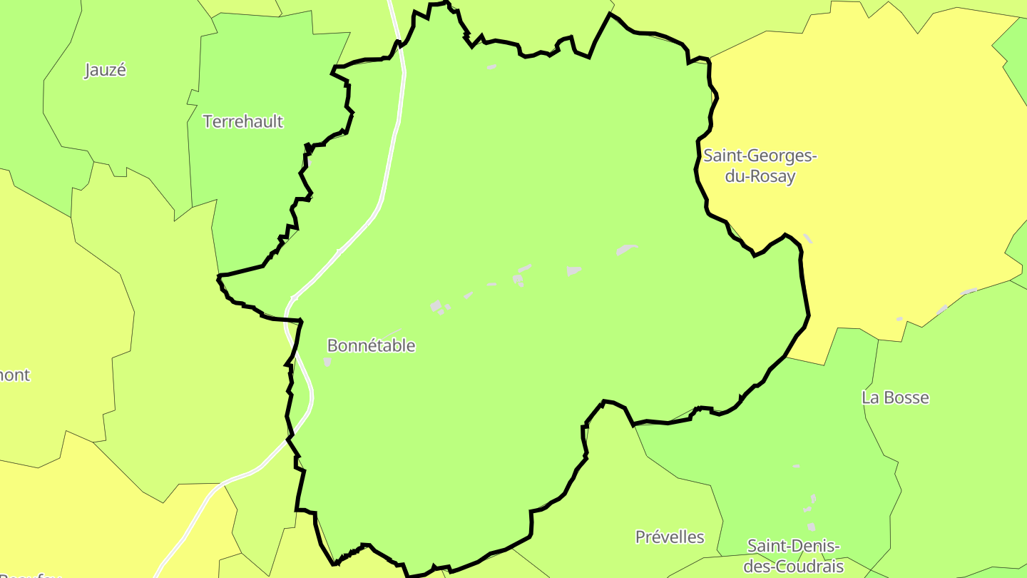 Carte des prix de l'immobilier Bonnétable