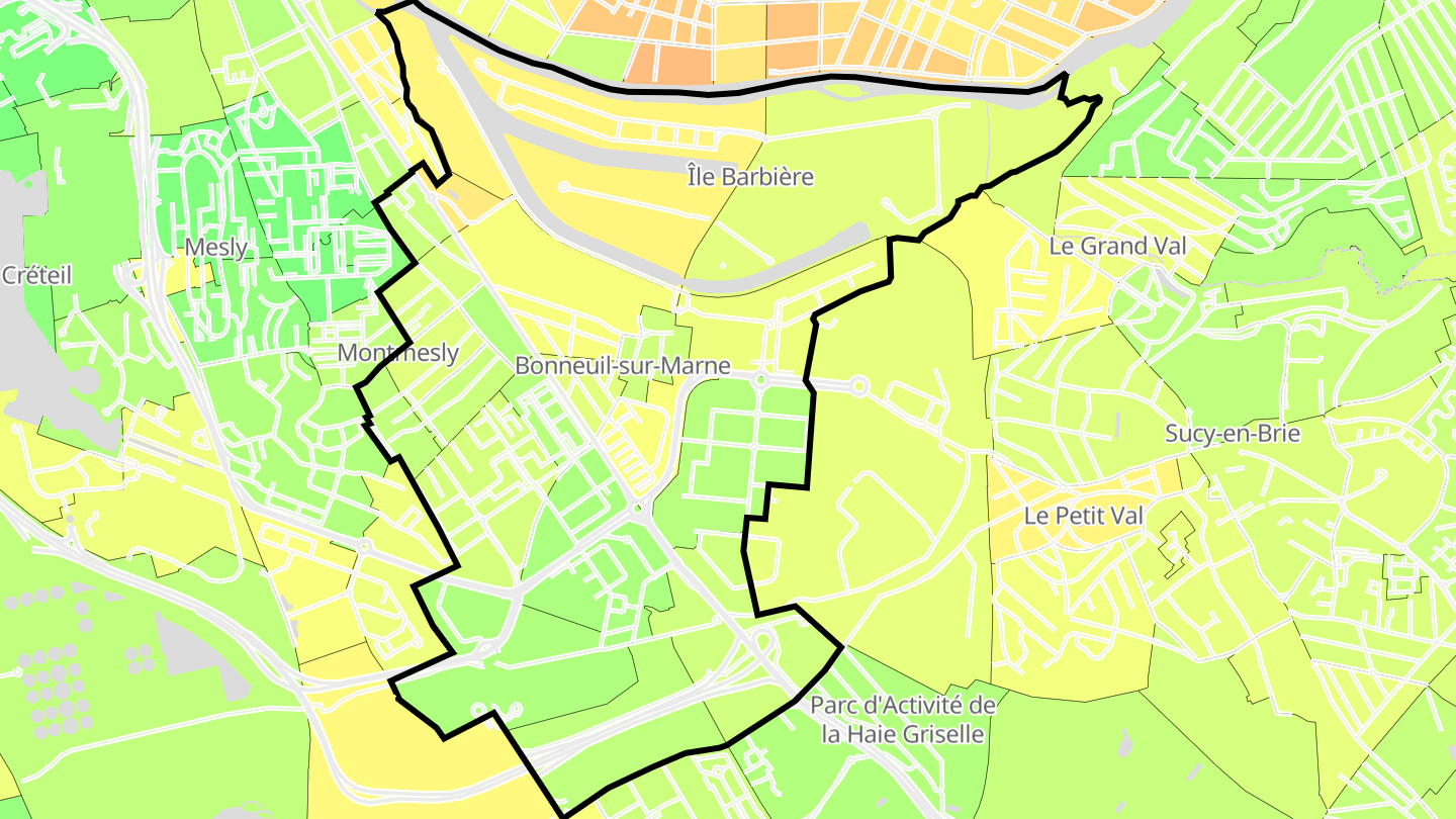 Carte des prix de l'immobilier Bonneuil-sur-Marne