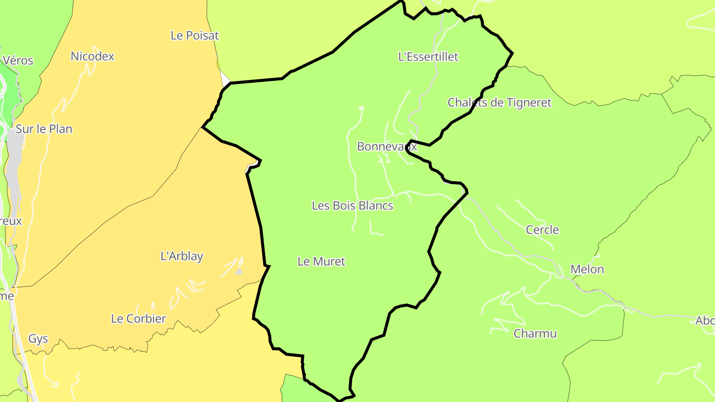 Carte des prix de l'immobilier Bonnevaux