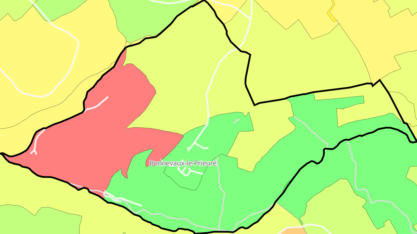 Carte des prix de l'immobilier Bonnevaux-le-Prieuré