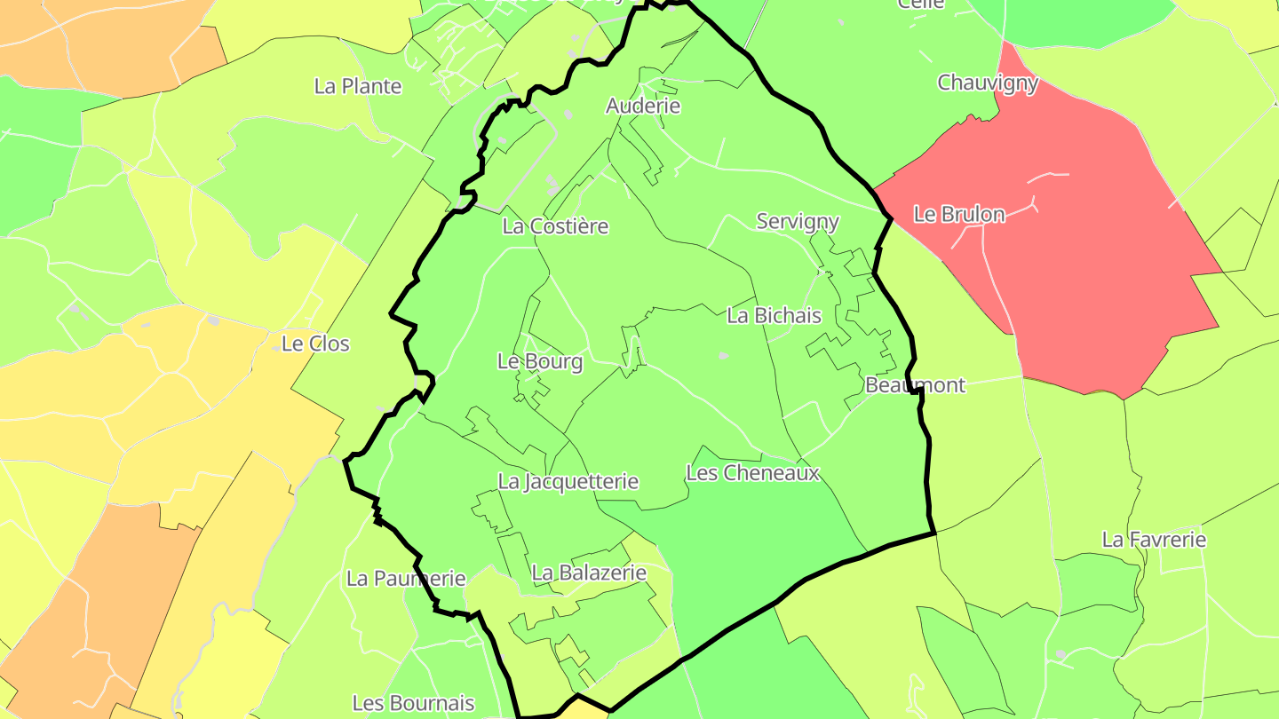 Carte des prix de l'immobilier Bonneveau