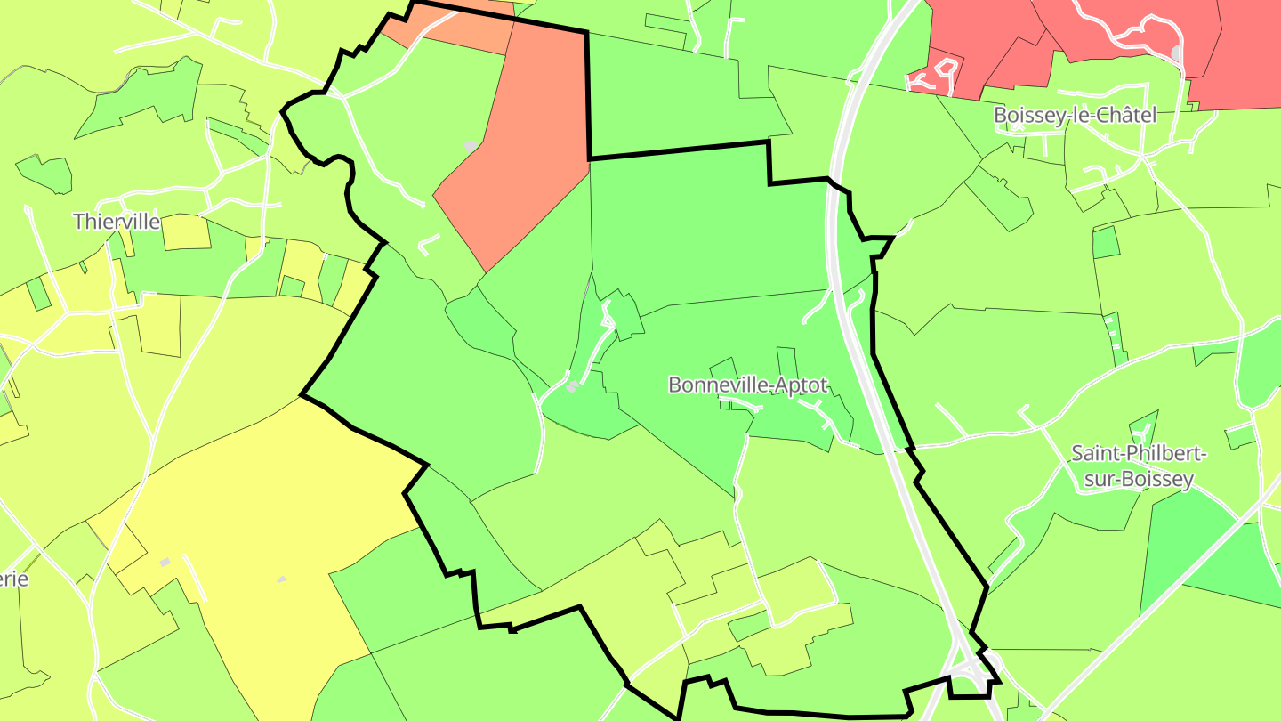 Carte des prix de l'immobilier Bonneville-Aptot