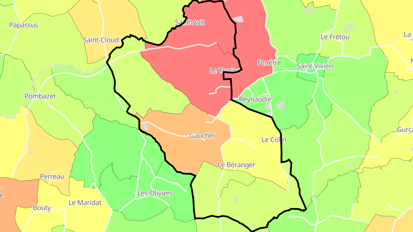 Carte des prix de l'immobilier Bonneville-et-Saint-Avit-de-Fumadières