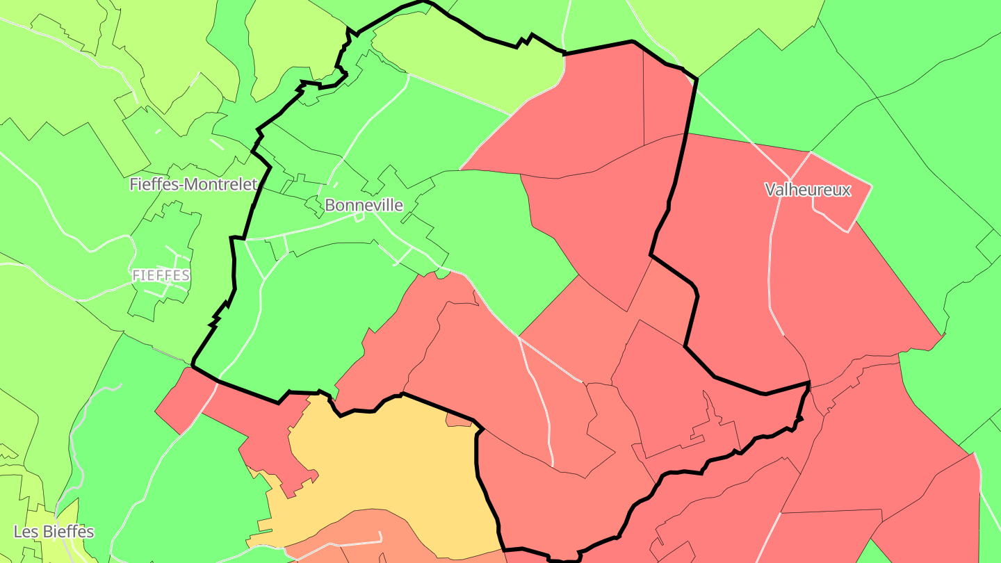 Carte des prix de l'immobilier Bonneville