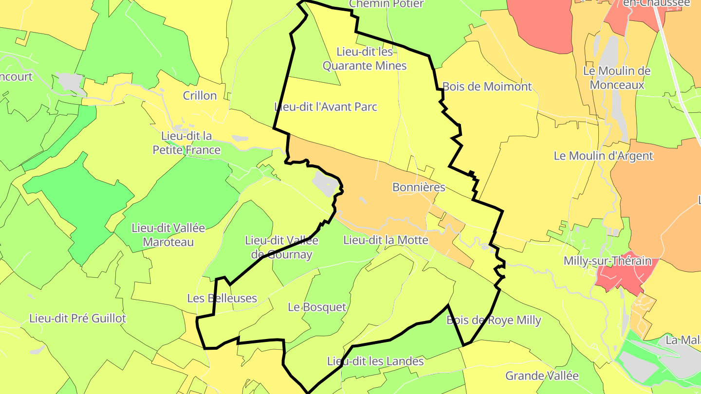 Carte des prix de l'immobilier Bonnières