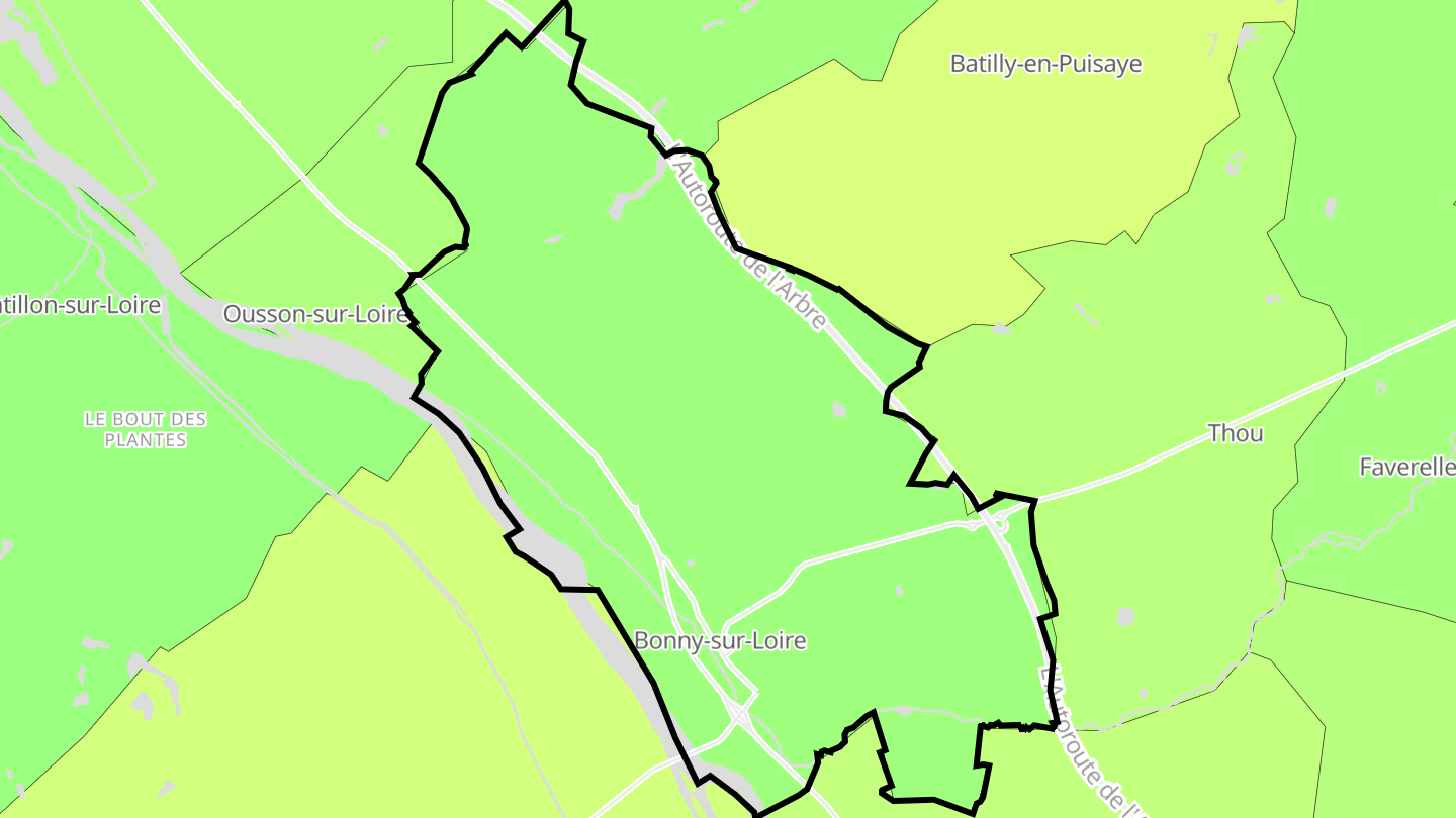 Carte des prix de l'immobilier Bonny-sur-Loire