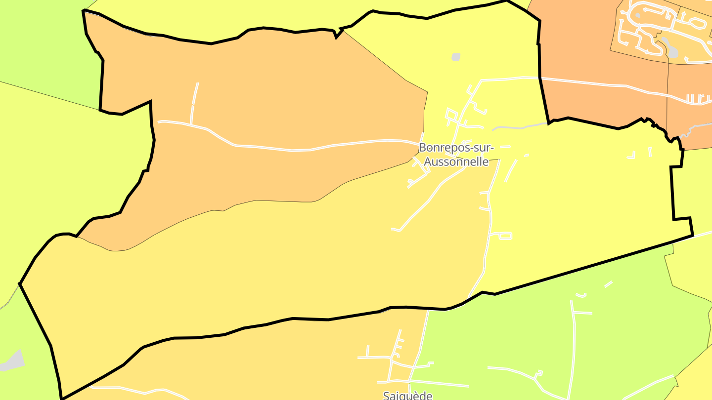 Carte des prix de l'immobilier Bonrepos-sur-Aussonnelle