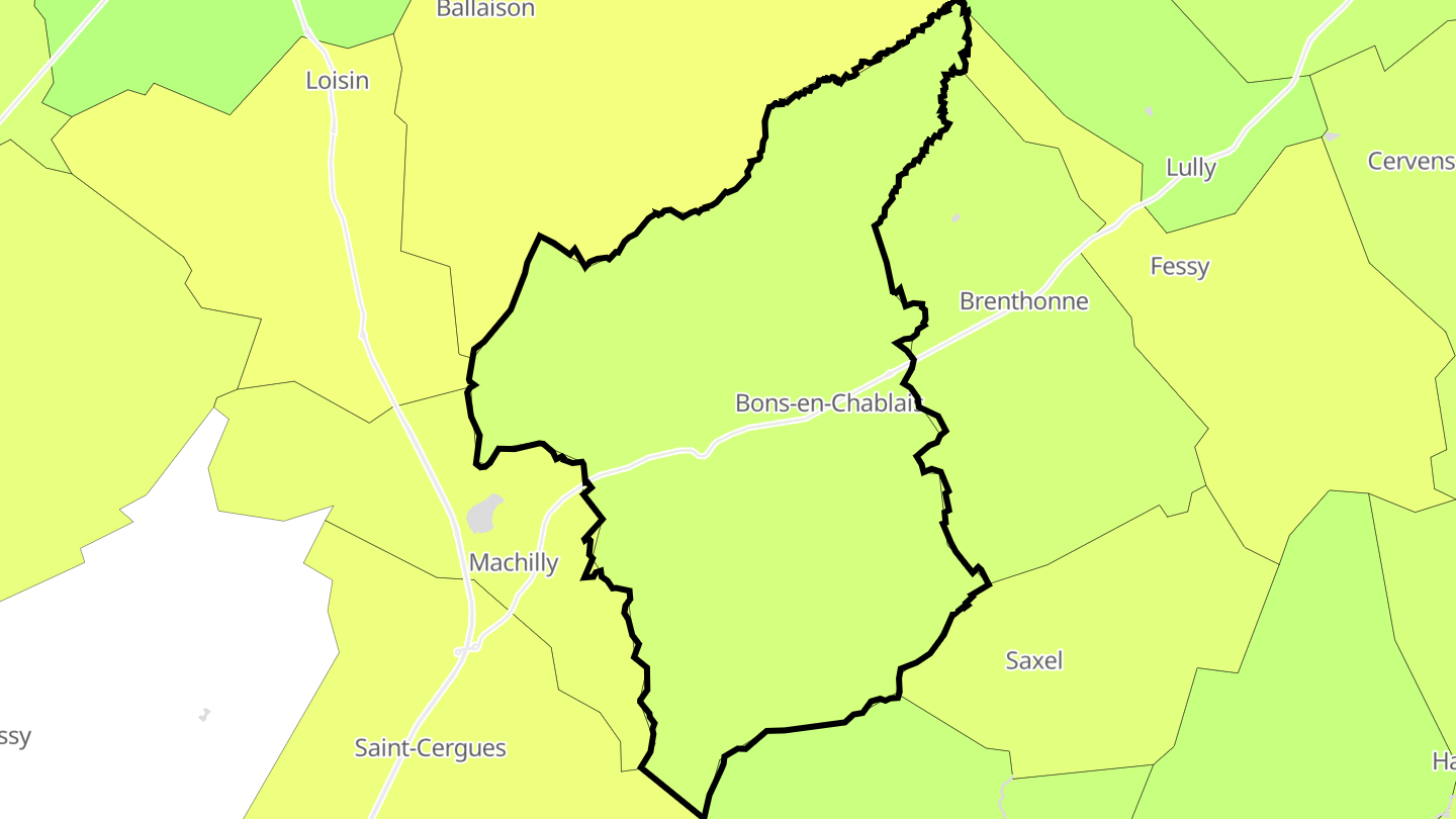 Carte des prix de l'immobilier Bons-en-Chablais