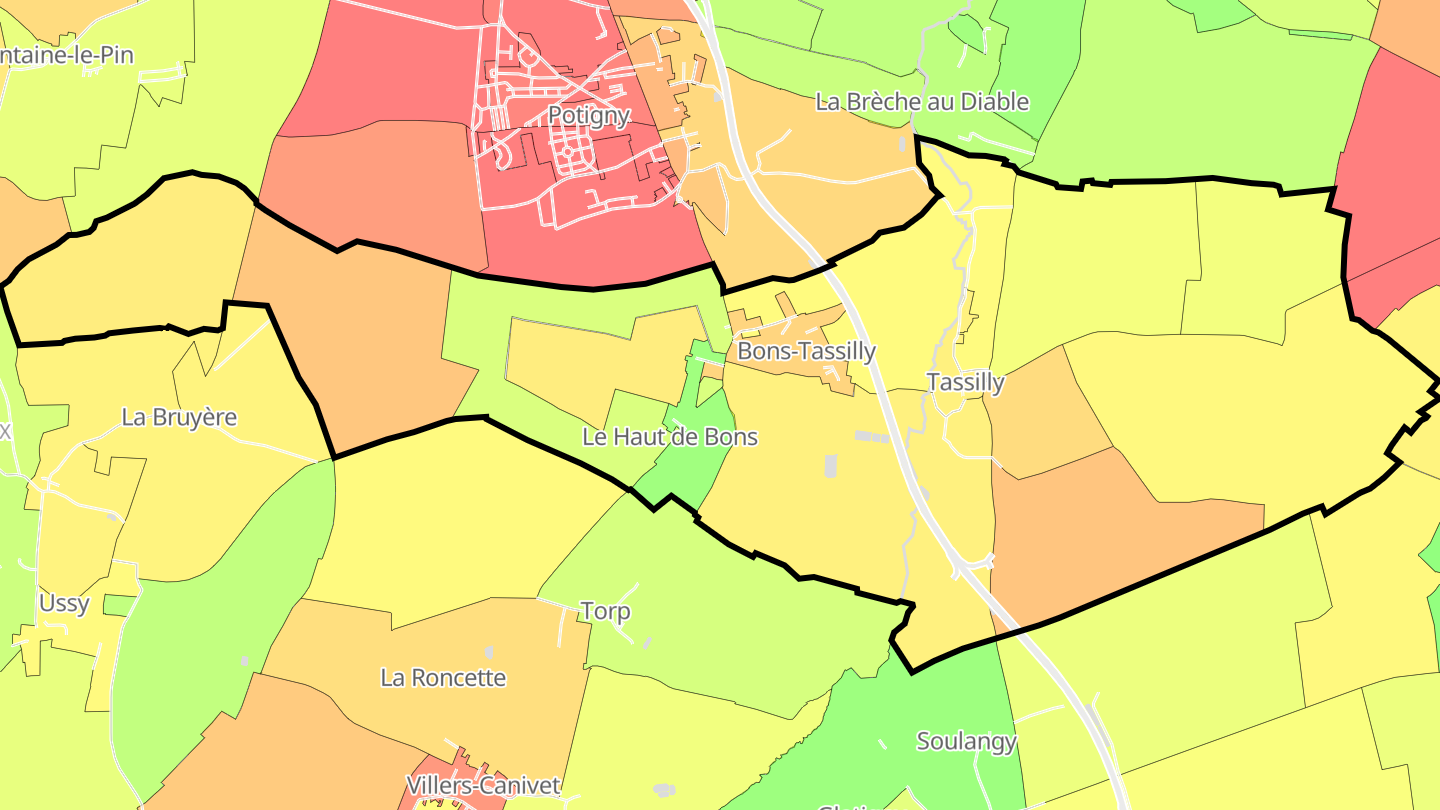 Carte des prix de l'immobilier Bons-Tassilly