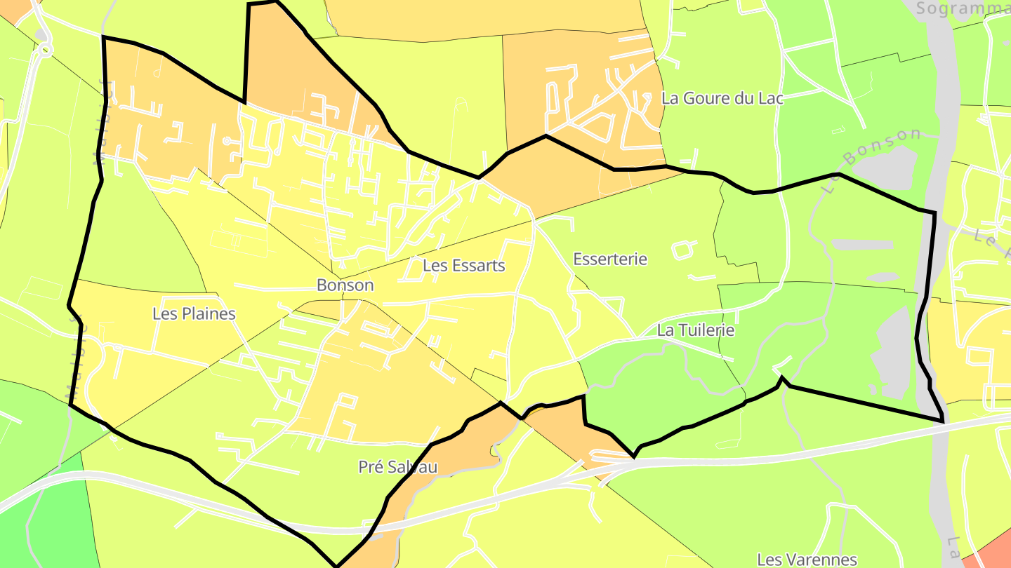 Carte des prix de l'immobilier Bonson