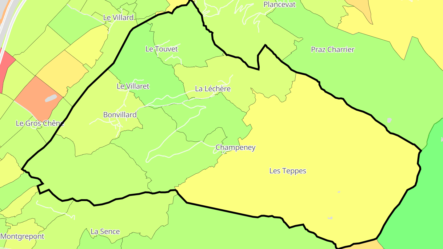 Carte des prix de l'immobilier Bonvillard