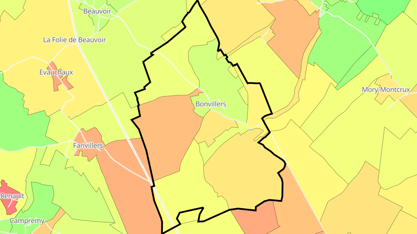 Carte des prix de l'immobilier Bonvillers