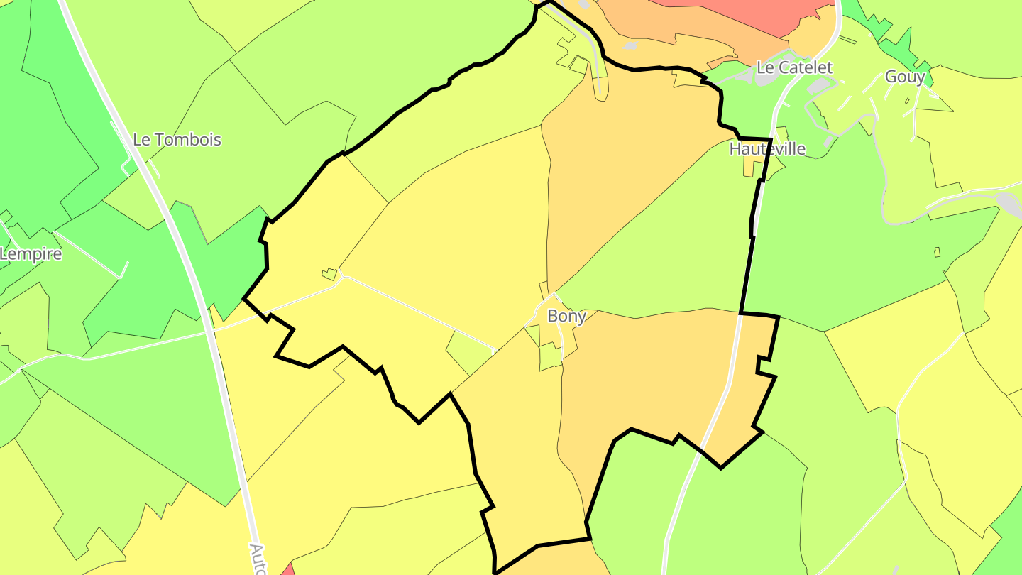 Carte des prix de l'immobilier Bony