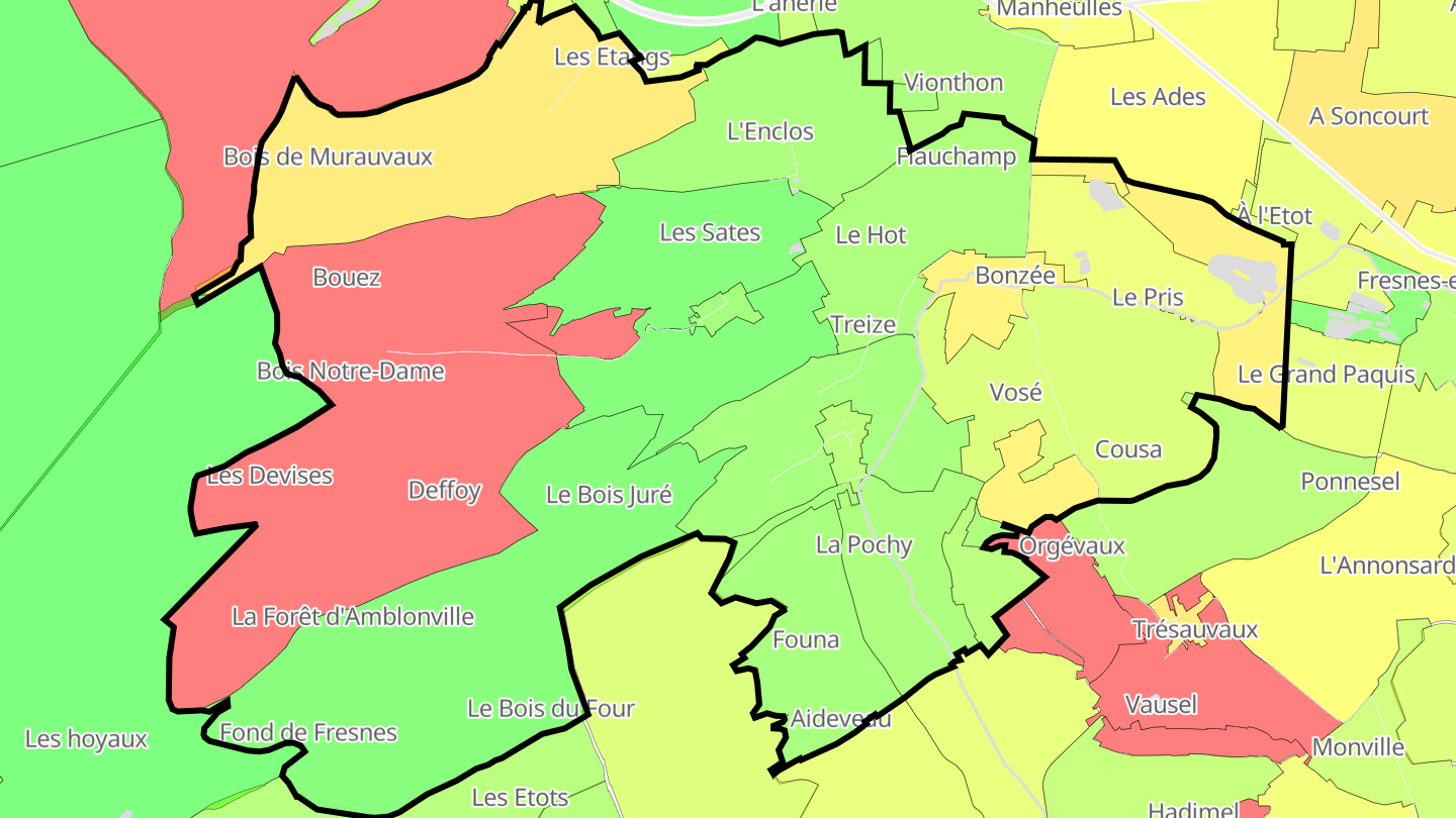 Carte des prix de l'immobilier Bonzée