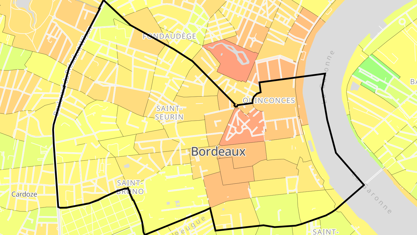 Carte des prix de l'immobilier Bordeaux Centre