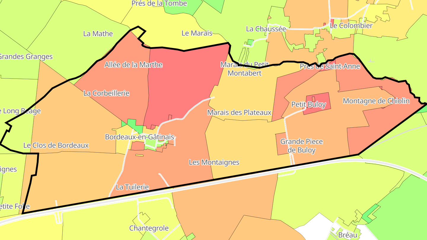 Carte des prix de l'immobilier Bordeaux-en-Gâtinais