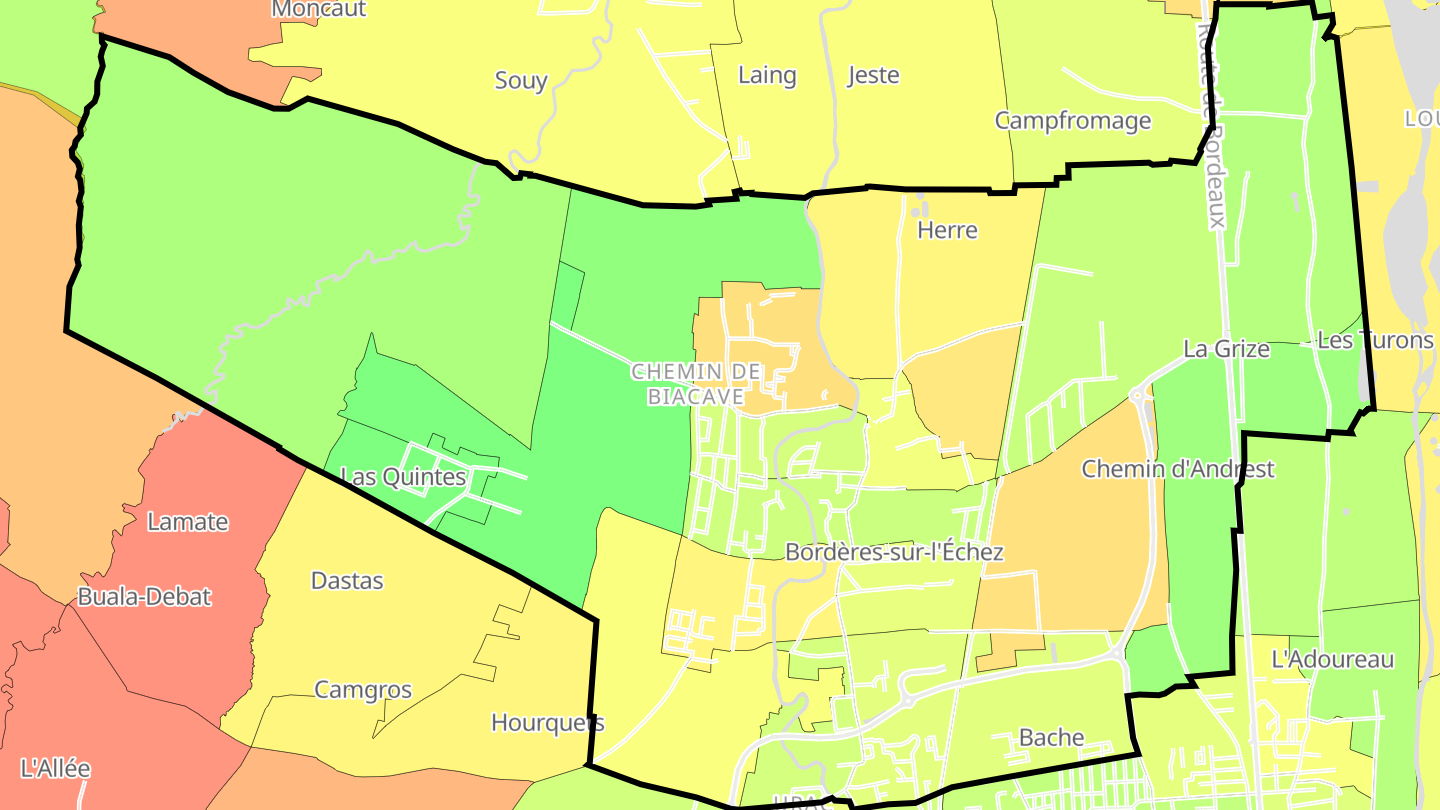 Carte des prix de l'immobilier Bordères-sur-l'Échez