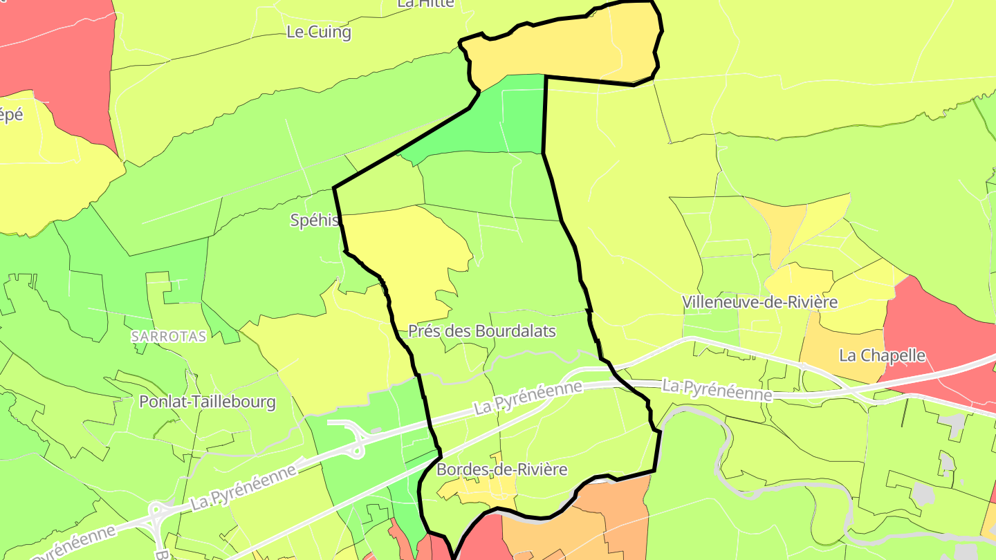 Carte des prix de l'immobilier Bordes-de-Rivière
