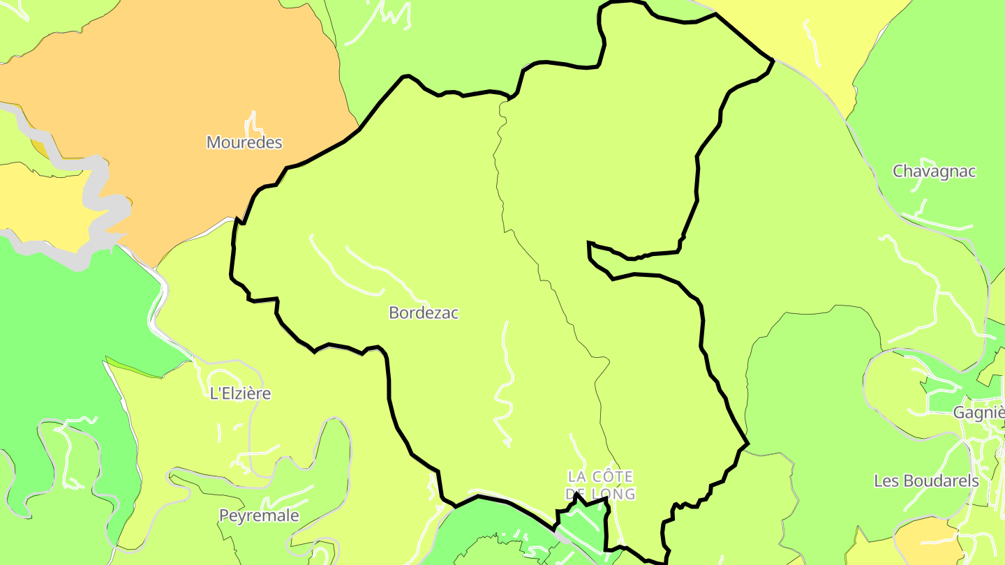 Carte des prix de l'immobilier Bordezac