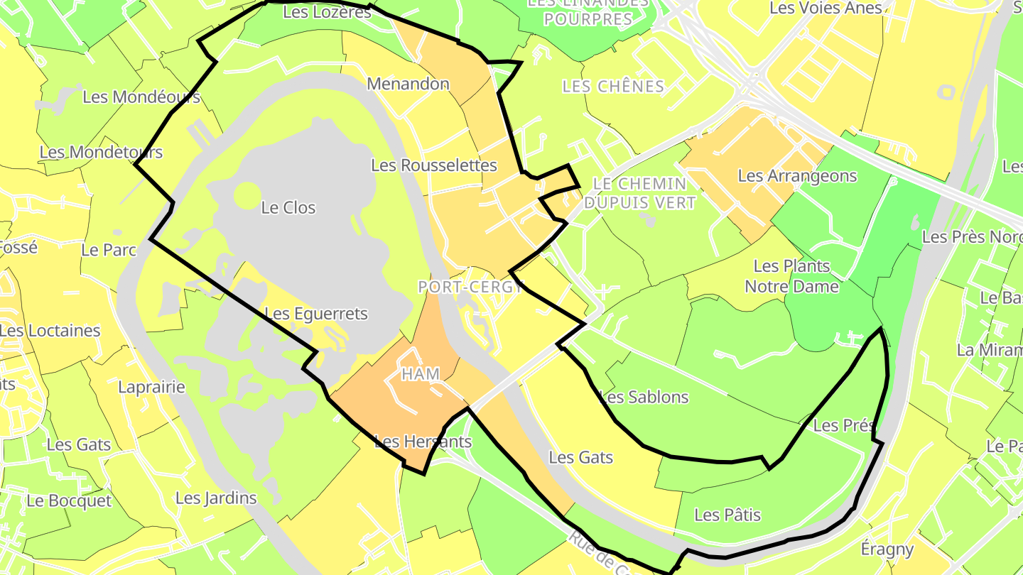 Carte des prix de l'immobilier Bords d'Oise
