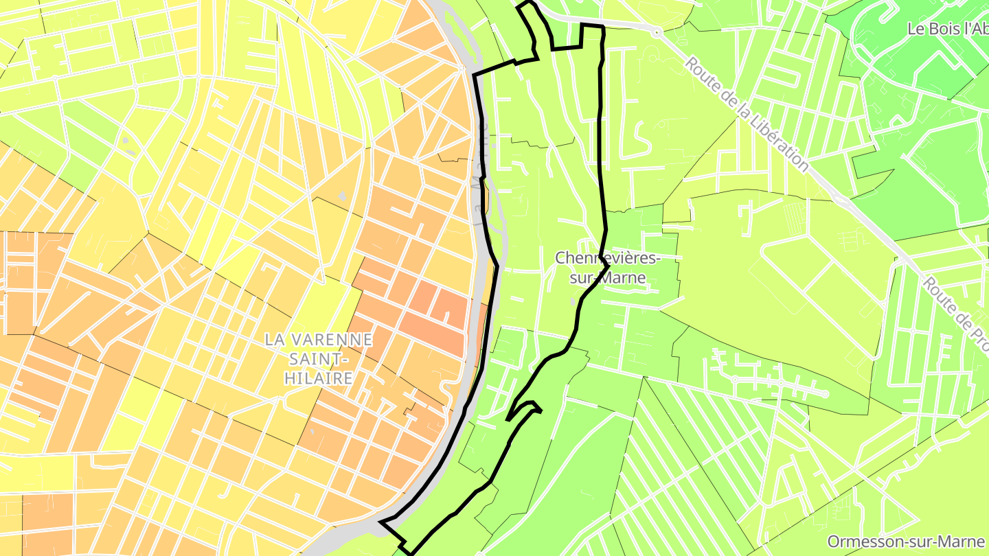Carte des prix de l'immobilier Bords de Marne - Coteaux Nord