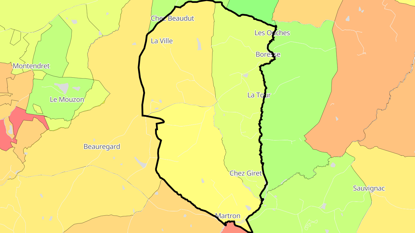 Carte des prix de l'immobilier Boresse-et-Martron