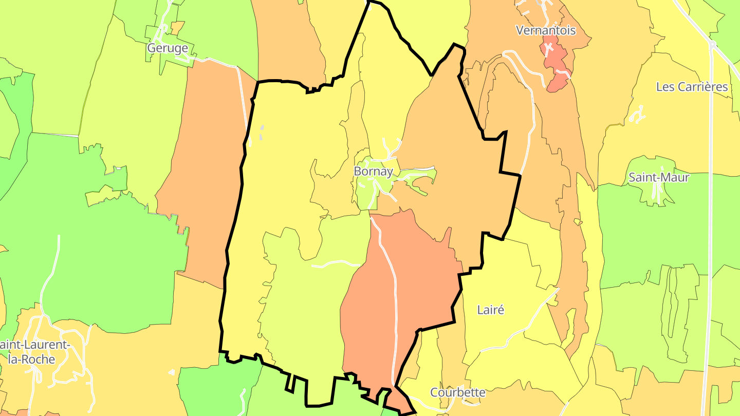 Carte des prix de l'immobilier Bornay