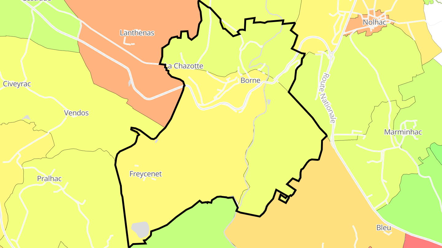 Carte des prix de l'immobilier Borne