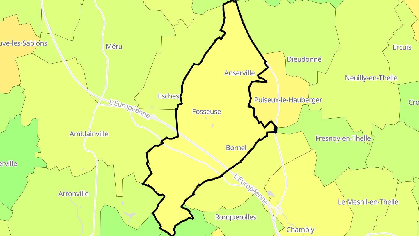 Carte des prix de l'immobilier Bornel