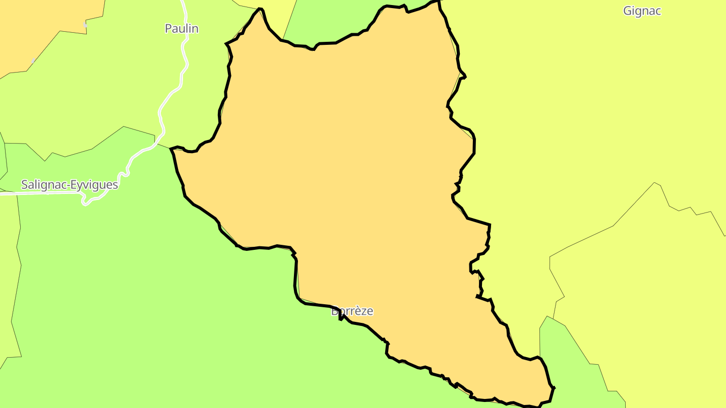 Carte des prix de l'immobilier Borrèze