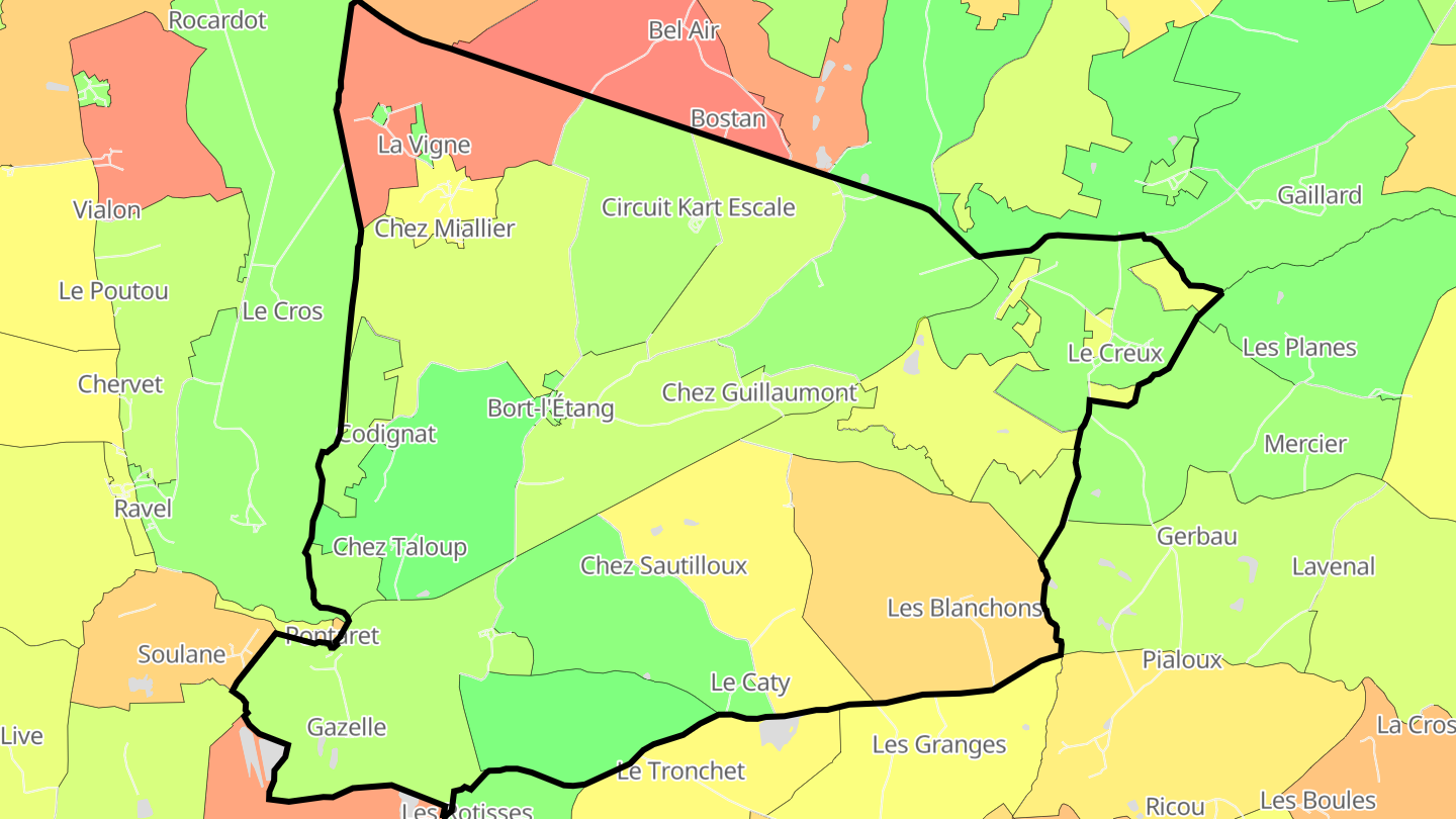 Carte des prix de l'immobilier Bort-l'Étang