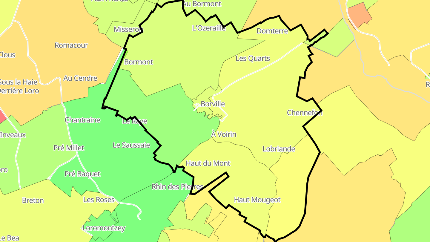 Carte des prix de l'immobilier Borville