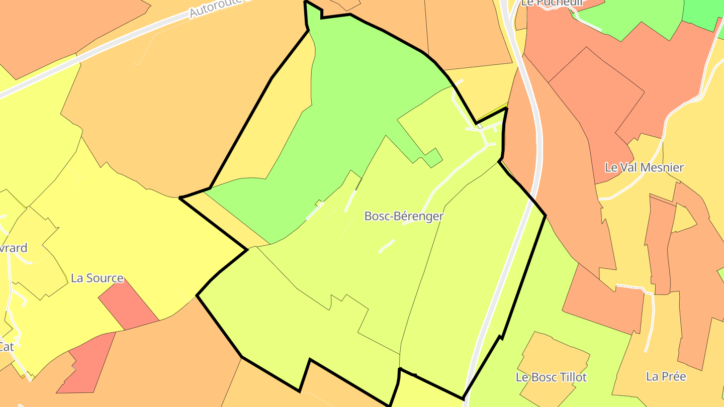 Carte des prix de l'immobilier Bosc-Bérenger
