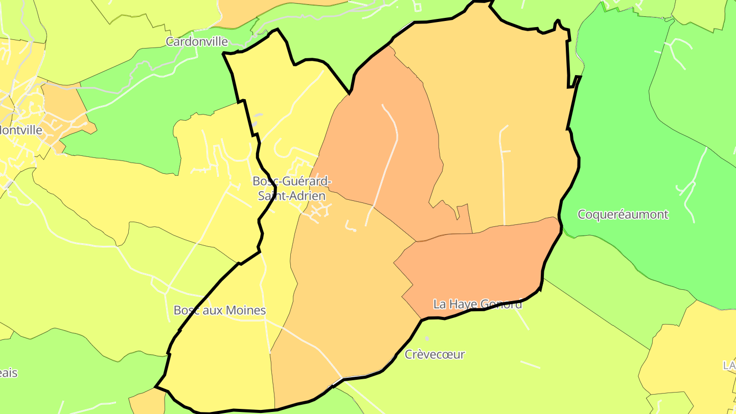 Carte des prix de l'immobilier Bosc-Guérard-Saint-Adrien