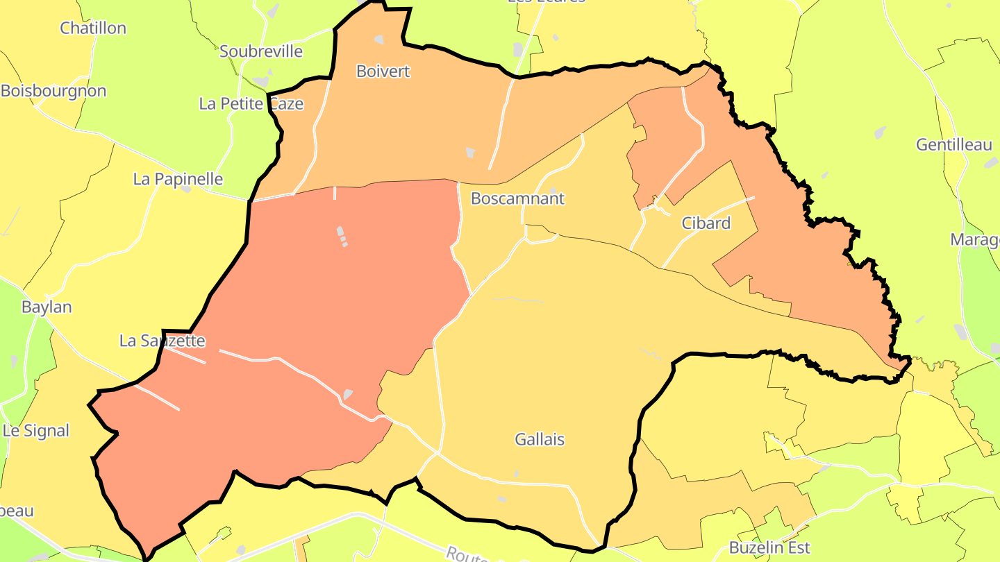 Carte des prix de l'immobilier Boscamnant