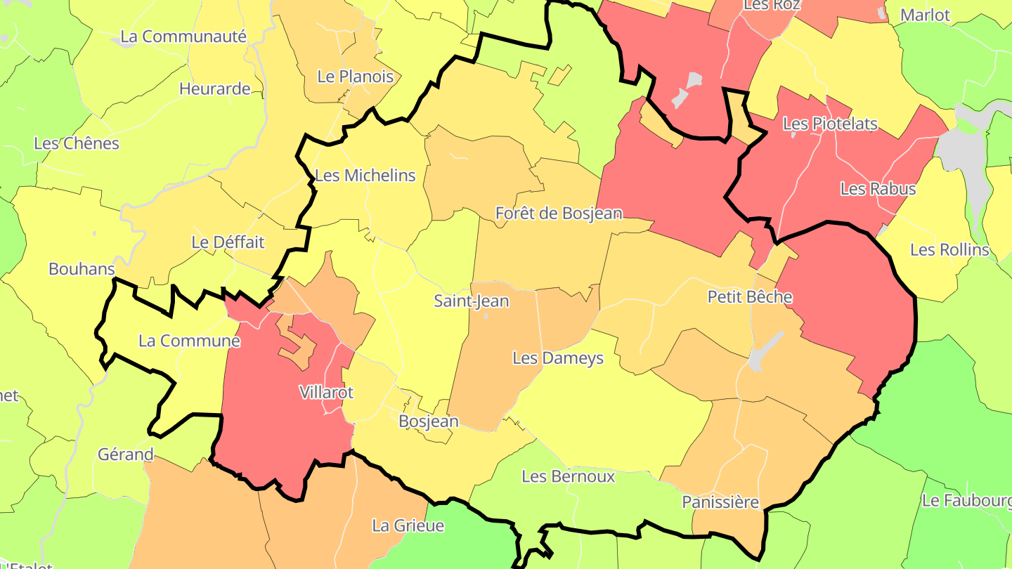 Carte des prix de l'immobilier Bosjean