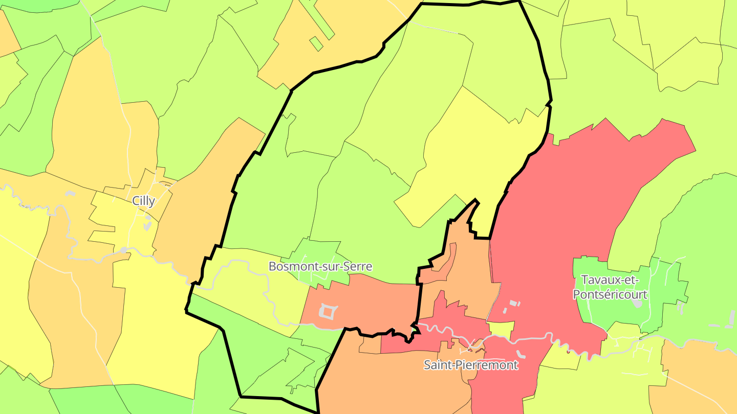 Carte des prix de l'immobilier Bosmont-sur-Serre