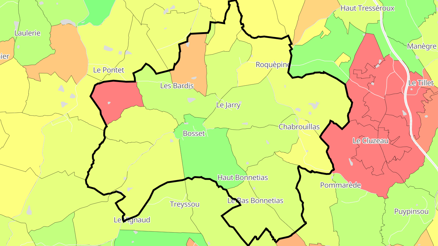 Carte des prix de l'immobilier Bosset