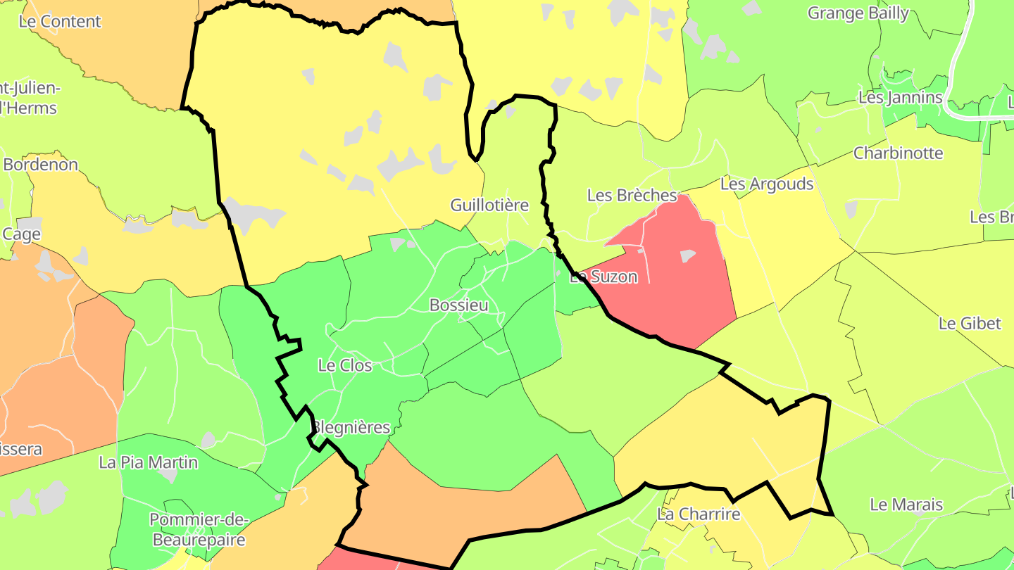 Carte des prix de l'immobilier Bossieu