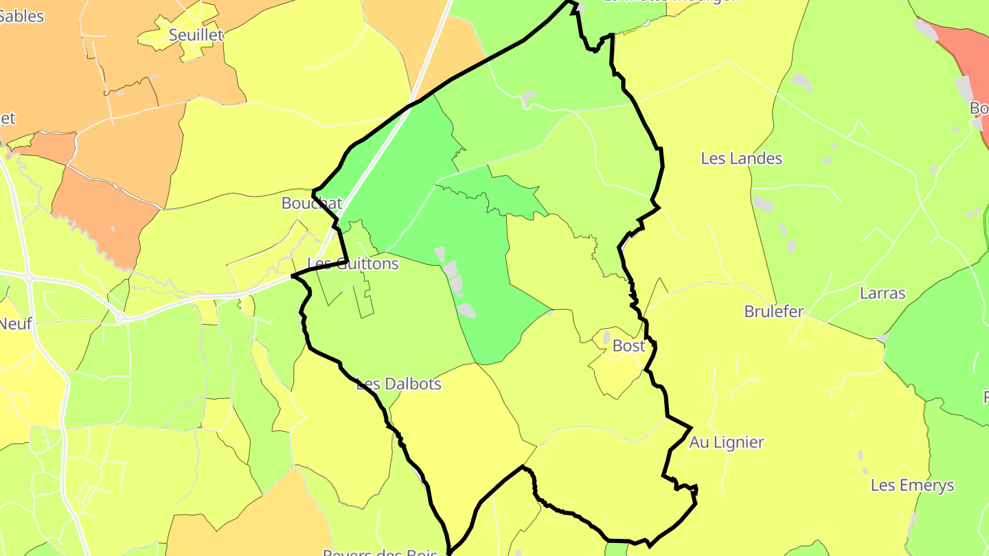 Carte des prix de l'immobilier Bost