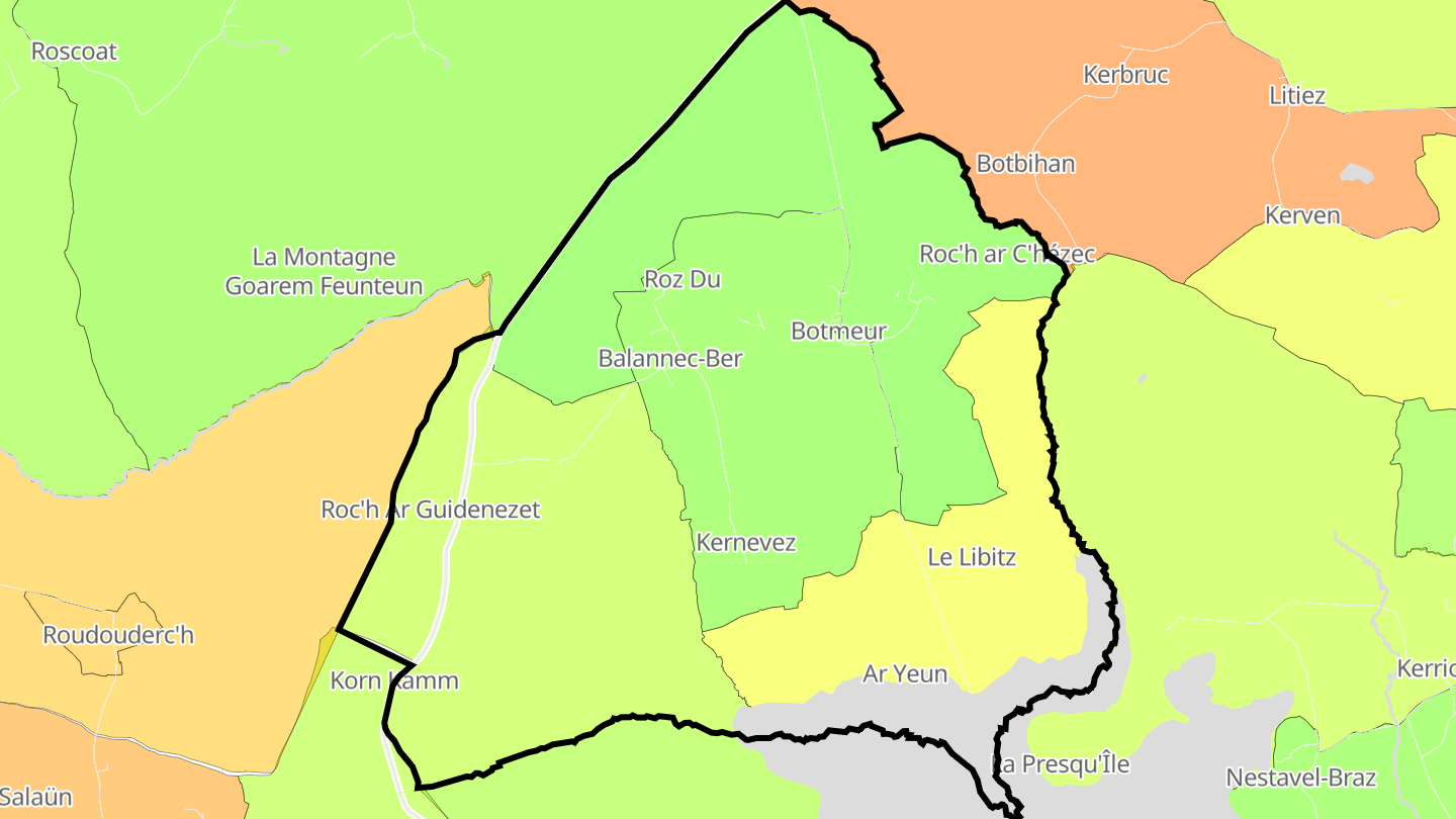 Carte des prix de l'immobilier Botmeur