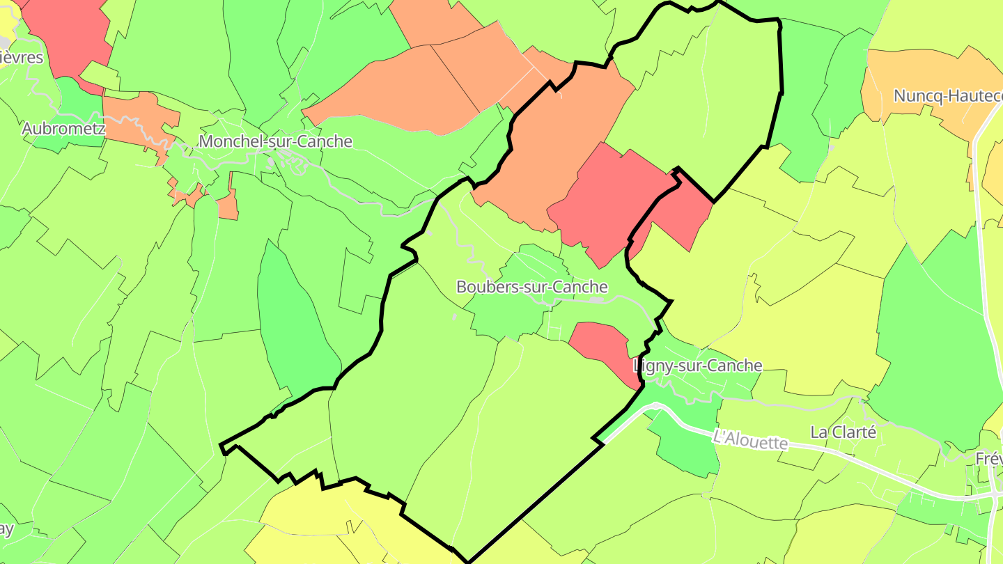 Carte des prix de l'immobilier Boubers-sur-Canche