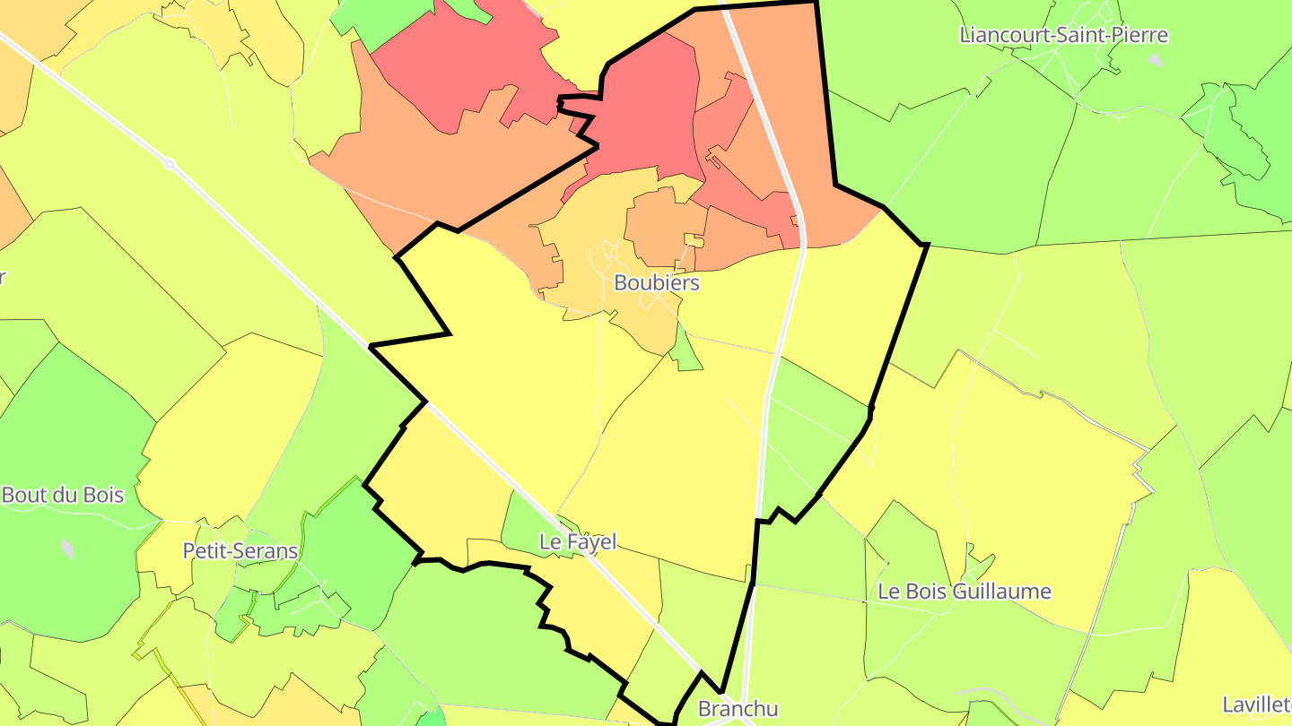 Carte des prix de l'immobilier Boubiers