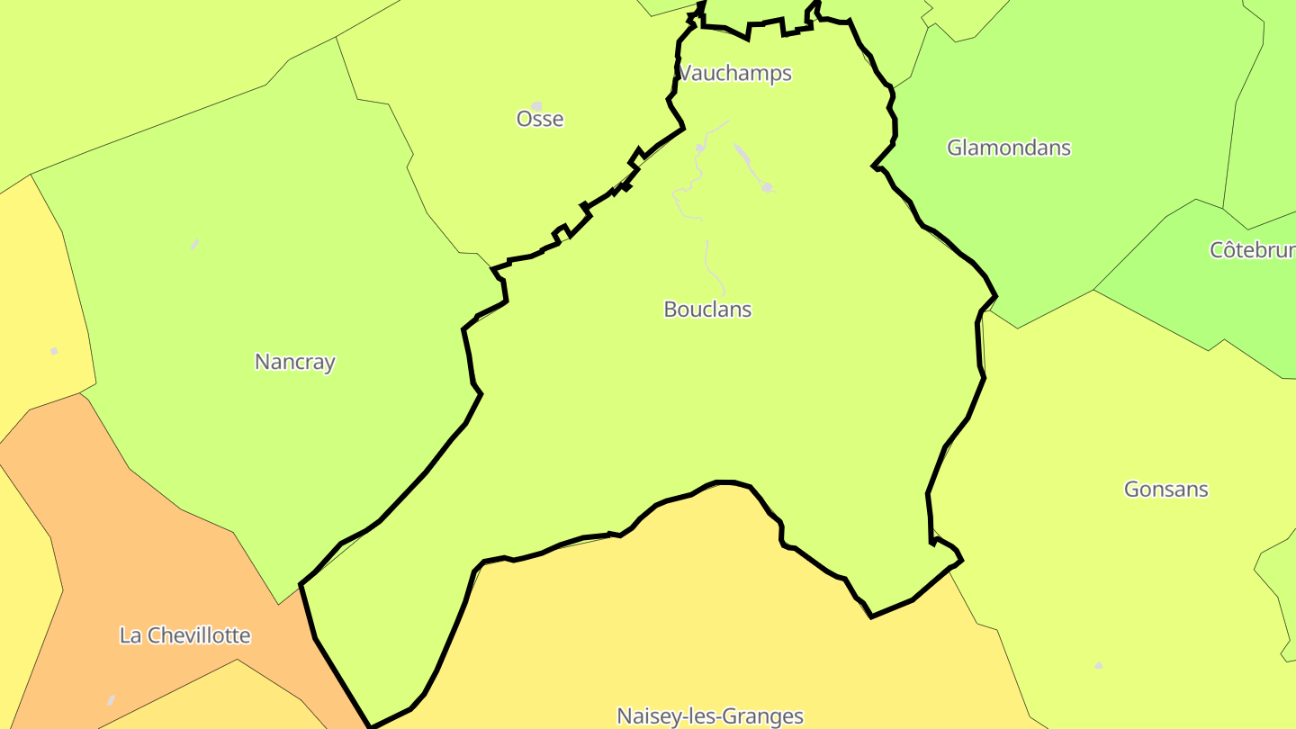 Carte des prix de l'immobilier Bouclans
